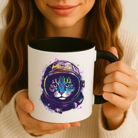 Colorful Paint Splat Astronaut Cat Mug