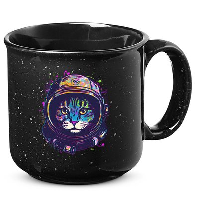 Colorful Paint Splat Astronaut Cat 15oz Campfire Ceramic Mug