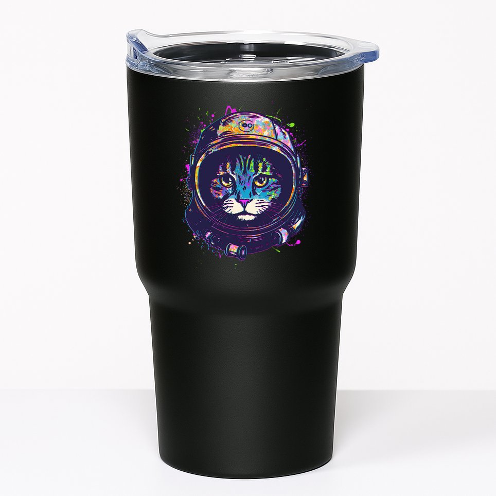 Colorful Paint Splat Astronaut Cat Tumbler
