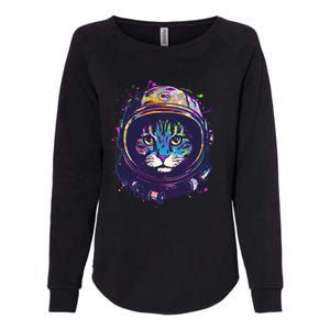 Colorful Paint Splat Astronaut Cat Womens California Wash Sweatshirt