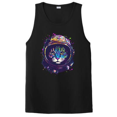 Colorful Paint Splat Astronaut Cat PosiCharge Competitor Tank