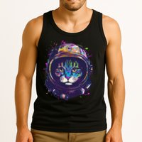 Colorful Paint Splat Astronaut Cat Tank Top