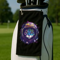 Colorful Paint Splat Astronaut Cat Golf Towel