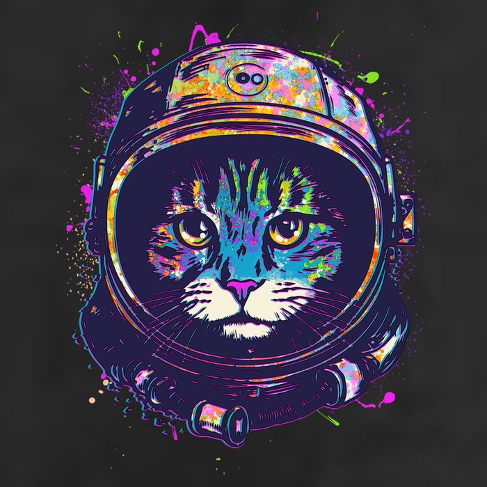 Colorful Paint Splat Astronaut Cat Golf Towel