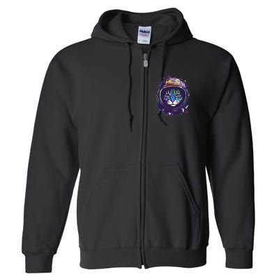 Colorful Paint Splat Astronaut Cat Full Zip Hoodie
