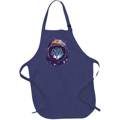 Colorful Paint Splat Astronaut Cat Full-Length Apron With Pockets