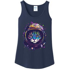 Colorful Paint Splat Astronaut Cat Ladies Essential Tank