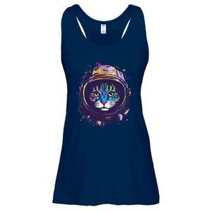 Colorful Paint Splat Astronaut Cat Ladies Essential Flowy Tank