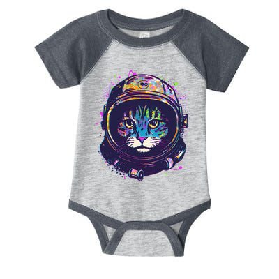 Colorful Paint Splat Astronaut Cat Infant Baby Jersey Bodysuit