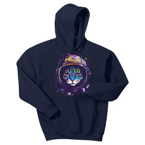 Colorful Paint Splat Astronaut Cat Kids Hoodie