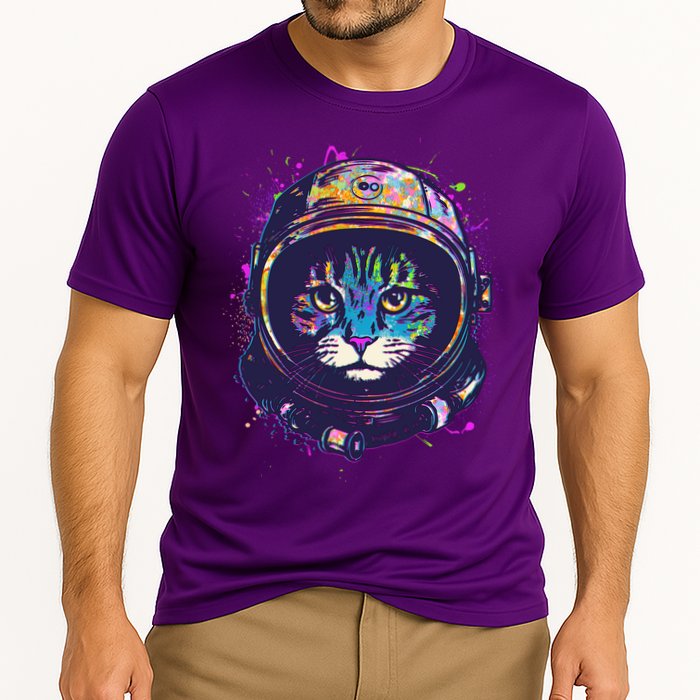 Colorful Paint Splat Astronaut Cat Performance Shirt