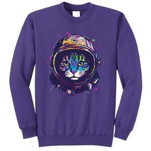 Colorful Paint Splat Astronaut Cat Sweatshirt