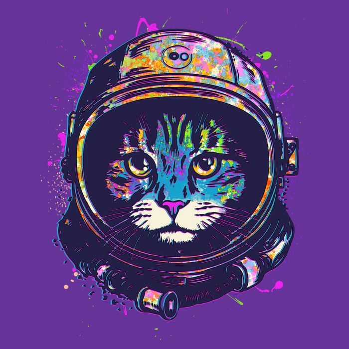 Colorful Paint Splat Astronaut Cat Sweatshirt