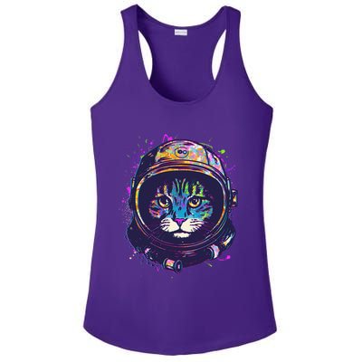 Colorful Paint Splat Astronaut Cat Ladies PosiCharge Competitor Racerback Tank