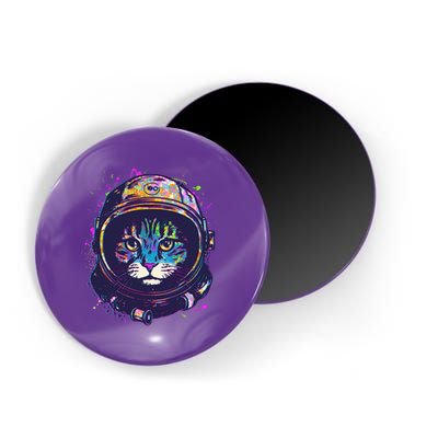 Colorful Paint Splat Astronaut Cat Magnet