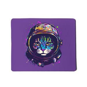 Colorful Paint Splat Astronaut Cat Mousepad