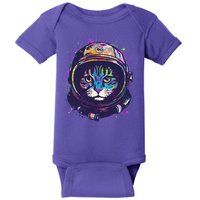 Colorful Paint Splat Astronaut Cat Baby Bodysuit