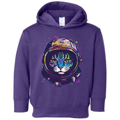 Colorful Paint Splat Astronaut Cat Toddler Hoodie