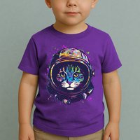 Colorful Paint Splat Astronaut Cat Toddler T-Shirt