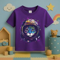 Colorful Paint Splat Astronaut Cat Toddler T-Shirt