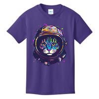 Colorful Paint Splat Astronaut Cat Kids T-Shirt