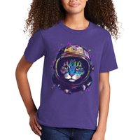 Colorful Paint Splat Astronaut Cat Kids T-Shirt