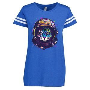 Colorful Paint Splat Astronaut Cat Enza Ladies Jersey Football T-Shirt