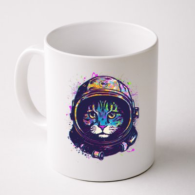 Colorful Paint Splat Astronaut Cat Coffee Mug