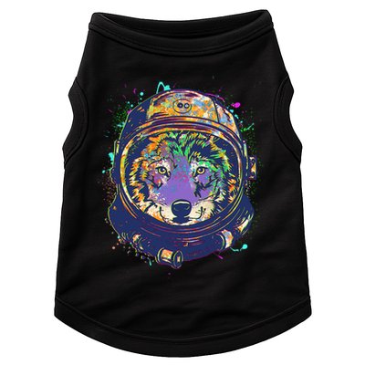 Colorful Paint Splat Astronaut Wolf Doggie Tank