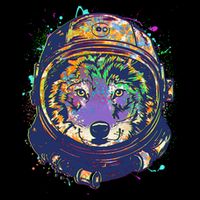 Colorful Paint Splat Astronaut Wolf Apron