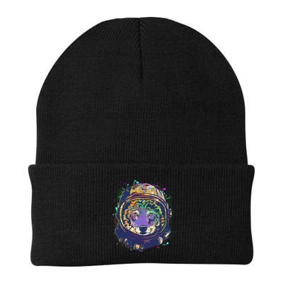 Colorful Paint Splat Astronaut Wolf Beanie