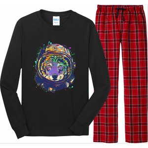 Colorful Paint Splat Astronaut Wolf Long Sleeve Pajama Set