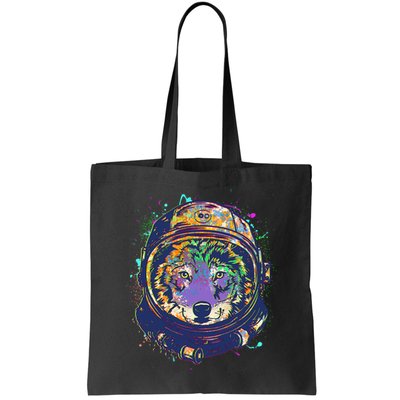 Colorful Paint Splat Astronaut Wolf Bag