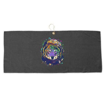 Colorful Paint Splat Astronaut Wolf Large Microfiber Waffle Golf Towel