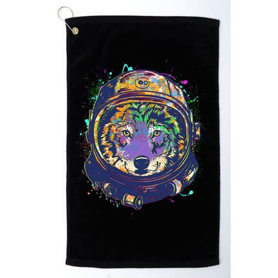 Colorful Paint Splat Astronaut Wolf Golf Towel
