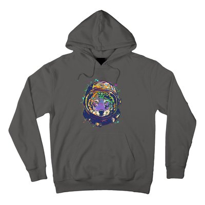 Colorful Paint Splat Astronaut Wolf Hoodie