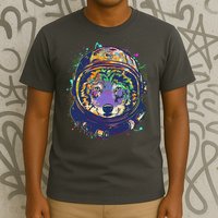 Colorful Paint Splat Astronaut Wolf T-Shirt