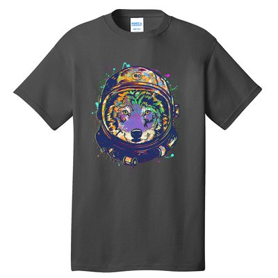 Colorful Paint Splat Astronaut Wolf Tall T-Shirt