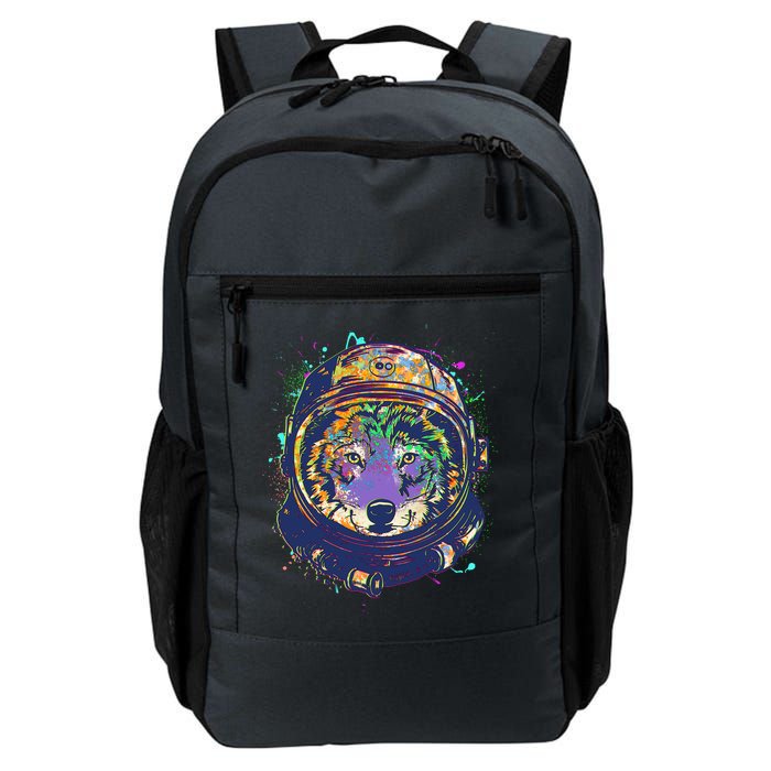 Colorful Paint Splat Astronaut Wolf Backpack