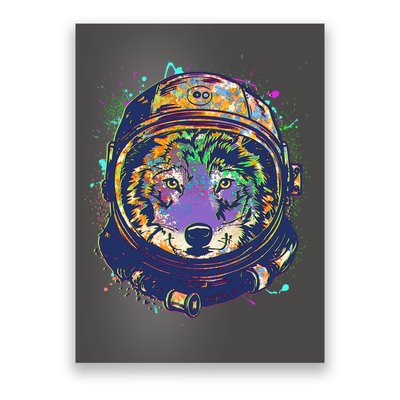 Colorful Paint Splat Astronaut Wolf Poster