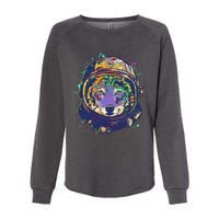 Colorful Paint Splat Astronaut Wolf Womens California Wash Sweatshirt