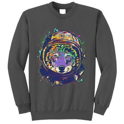 Colorful Paint Splat Astronaut Wolf Tall Sweatshirt