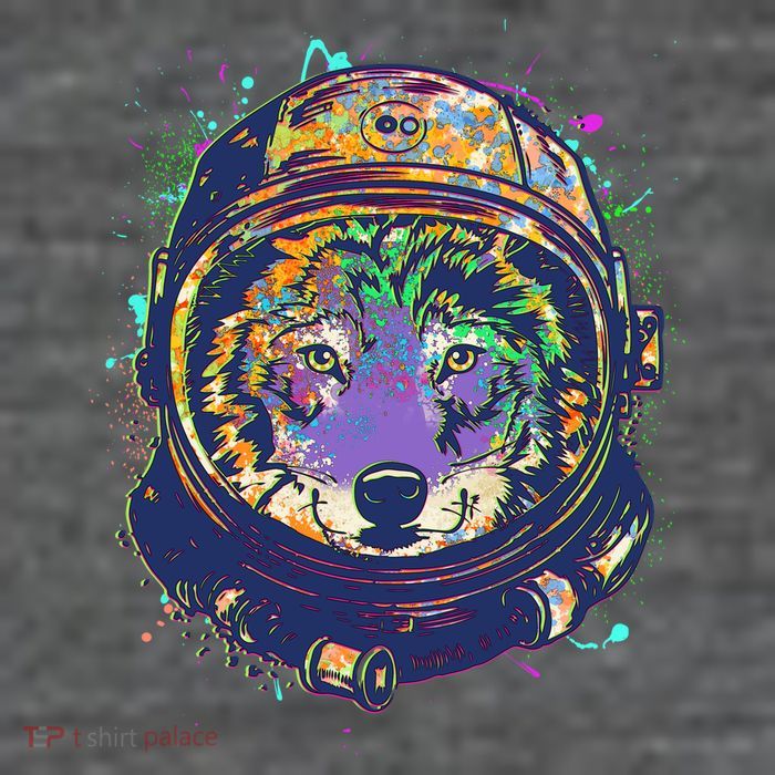 Colorful Paint Splat Astronaut Wolf Baby Bodysuit