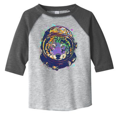 Colorful Paint Splat Astronaut Wolf Toddler Fine Jersey T-Shirt