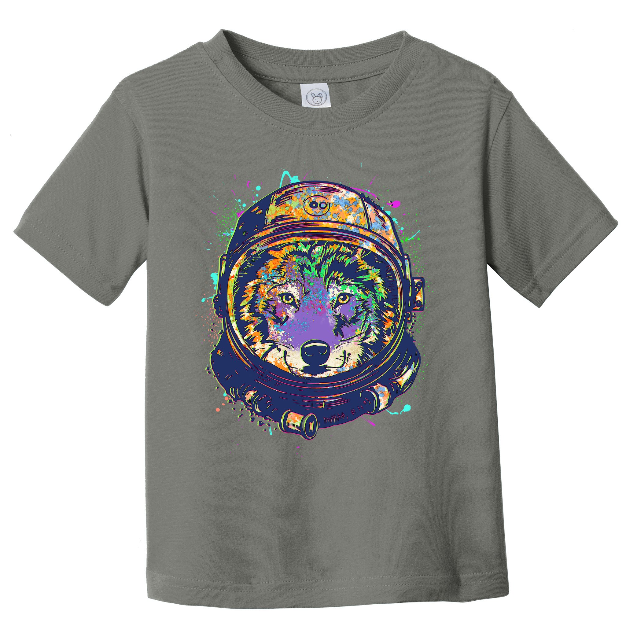 Colorful Paint Splat Astronaut Wolf Toddler T-Shirt