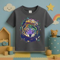 Colorful Paint Splat Astronaut Wolf Toddler T-Shirt