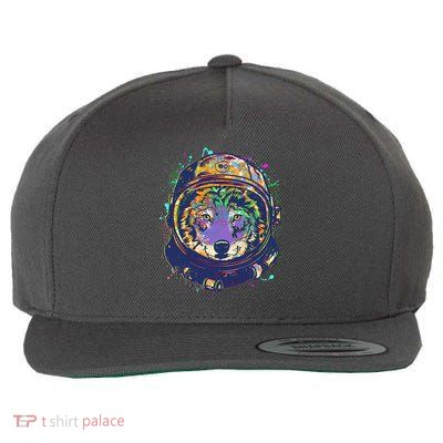 Colorful Paint Splat Astronaut Wolf Wool Snapback Cap