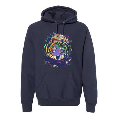 Colorful Paint Splat Astronaut Wolf Premium Hoodie