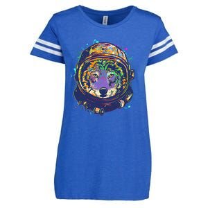 Colorful Paint Splat Astronaut Wolf Enza Ladies Jersey Football T-Shirt