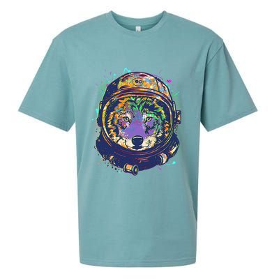 Colorful Paint Splat Astronaut Wolf Sueded Cloud Jersey T-Shirt